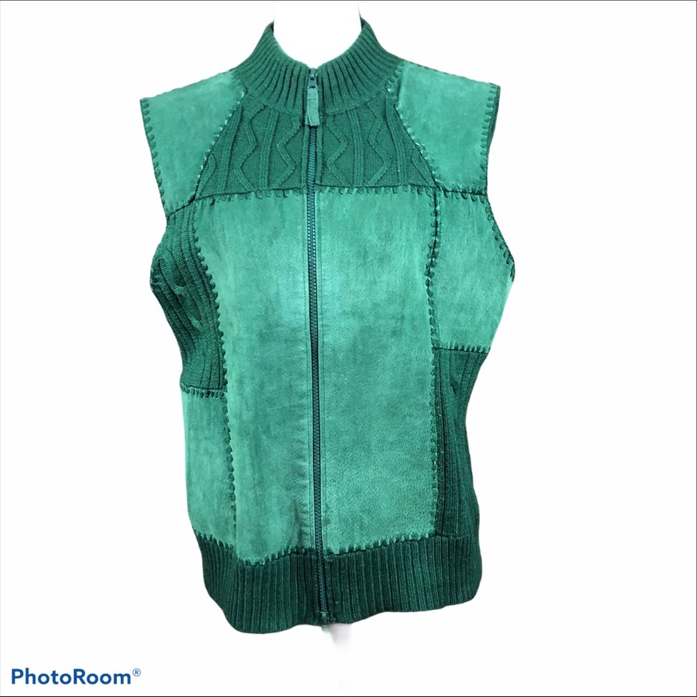 Designer Originals suede green patchwork vest